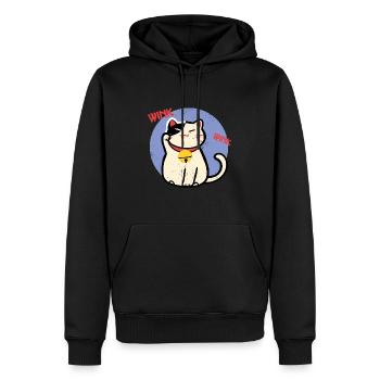 Wave Cat - LuckyCat Cute - Men’s Premium Organic Hoodie - black - Front - Nico (187cm)