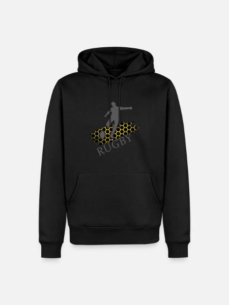rugby rugby giocatore rugby tackle - Felpa con cappuccio ecologica premium da uomo - nero
