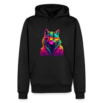 Loup avec des lunettes de soleil Loups Prédateur Nature Forêt - Sweat à capuche Premium bio Homme - noir - Devant - Nico (187cm)