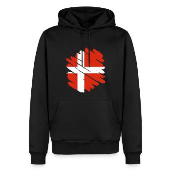 Drapeau du Danemark Scandinavie Drapeau du Danemark Voyage - Sweat à capuche Premium bio Homme - noir - Devant - Nico (187cm)