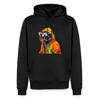 Lémurien avec lunettes de soleil Coloré Cool Lémurien à queue annelée animal forestier - Sweat à capuche Premium bio Homme - noir - Devant - Nico (187cm)