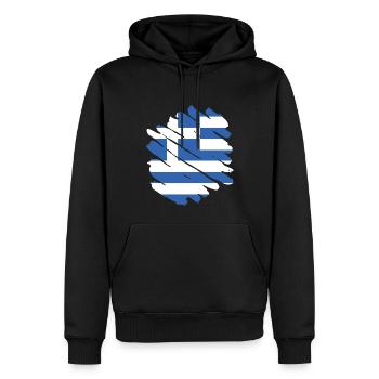 Drapeau de la Grèce Hellas Athènes Drapeau grec - Sweat à capuche Premium bio Homme - noir - Devant - Nico (187cm)