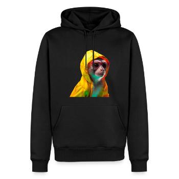 Totenkopfäffchen mit Sonnenbrille Bunt Coole Affen - Männer Premium Bio Hoodie - Schwarz - Vorne - Nico (187cm)