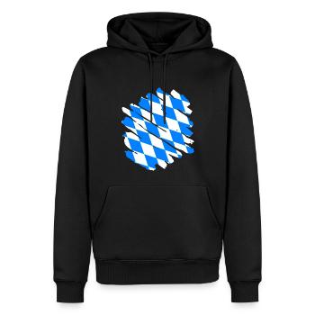 Drapeau de Bavière utilisé Look drapeau bavarois Vintage - Sweat à capuche Premium bio Homme - noir - Devant - Nico (187cm)