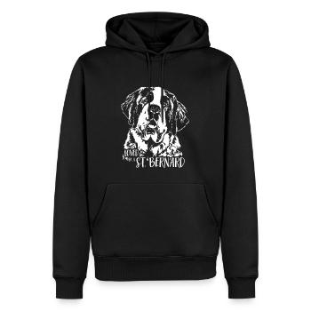BERNHARDINER loved by a St Bernard Wilsigns - Männer Premium Bio Hoodie - Schwarz - Vorne - Nico (187cm)