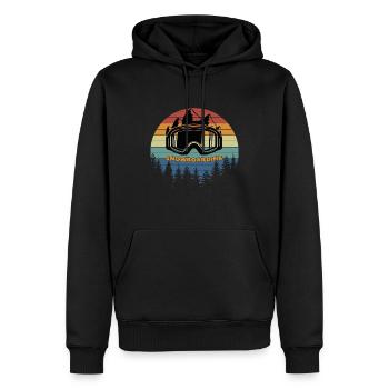 Snowboard with Vintage Sunset - Men’s Premium Organic Hoodie - black - Front - Nico (187cm)
