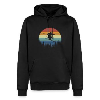 Ski vor Vintage Sunset - Männer Premium Bio Hoodie - Schwarz - Vorne - Nico (187cm)