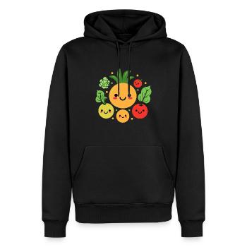 Humour petit légumes vegan - Sweat à capuche Premium bio Homme - noir - Devant - Nico (187cm)