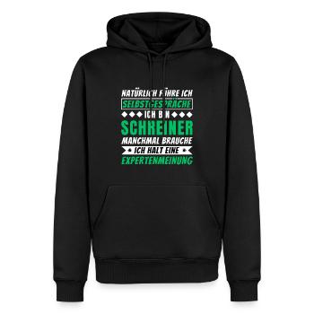 Ich führe Selbstgespräche - Schreiner Edition - Männer Premium Bio Hoodie - Schwarz - Vorne - Nico (187cm)