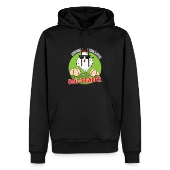 Support Your Local Egg Dealer grün - Männer Premium Bio Hoodie - Schwarz - Vorne - Nico (187cm)