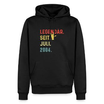 20th Birthday Man Woman Legendary Since July 2004 - Männer Premium Bio Hoodie - Schwarz - Vorne - Nico (187cm)