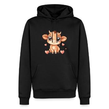 Süßes Kalb mit Herzen - Männer Premium Bio Hoodie - Schwarz - Vorne - Nico (187cm)