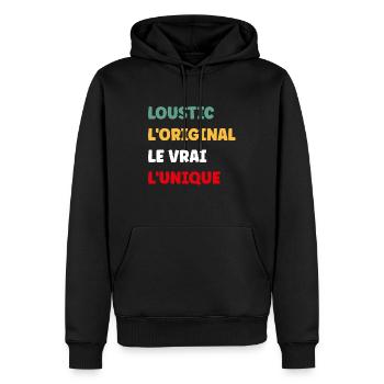 loustic - Sweat à capuche Premium bio Homme - noir - Devant - Nico (187cm)