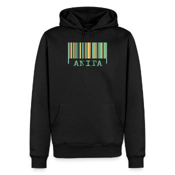 Strichcode Anita - Männer Premium Bio Hoodie - Schwarz - Vorne - Nico (187cm)