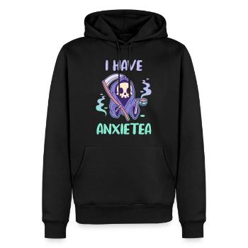 Kawaii Grim Reaper drinks tea - Men’s Premium Organic Hoodie - black - Front - Nico (187cm)