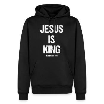 Jesus ist der König Motivational Christian Catholic - Männer Premium Bio Hoodie - Schwarz - Vorne - Nico (187cm)