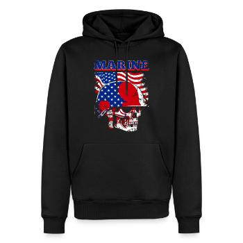 Un crâne naval effrayant avec le drapeau américain - Sweat à capuche Premium bio Homme - noir - Devant - Nico (187cm)