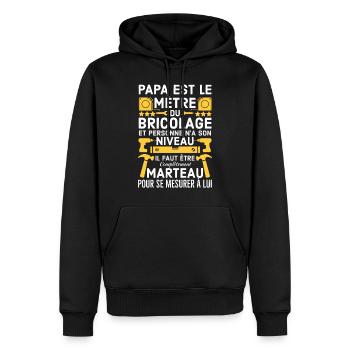 Humour papa bricoleur - Sweat à capuche Premium bio Homme - noir - Devant - Nico (187cm)