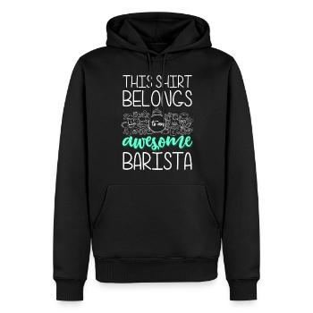 Barista Cafe Coffee Cup Buveur de café - Sweat à capuche Premium bio Homme - noir - Devant - Nico (187cm)