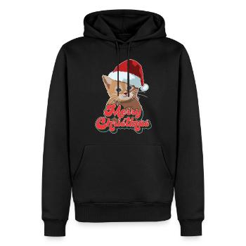 Cadeau de Noël Mignon Drôle de chat Père Noël Joyeux Noël - Sweat à capuche Premium bio Homme - noir - Devant - Nico (187cm)