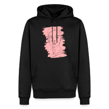 Gesichtslinie - Männer Premium Bio Hoodie - Schwarz - Vorne - Nico (187cm)
