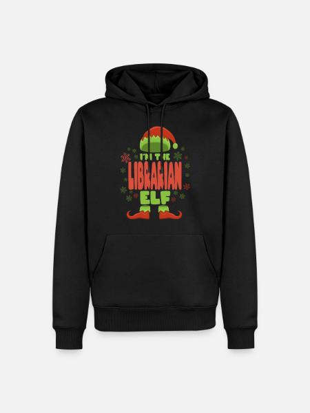 Librarian Christmas Elf - Men’s Premium Organic Hoodie - black