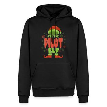 Pilot Weihnachtself - Männer Premium Bio Hoodie - Schwarz - Vorne - Nico (187cm)