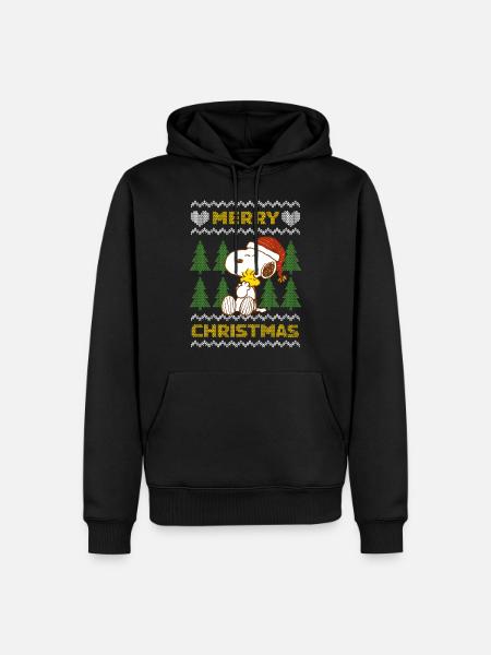 Peanuts Snoopy Merry Christmas - Männer Premium Bio Hoodie - Schwarz