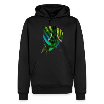 Sirène Arc-en-ciel vert Coquillage Mer - Sweat à capuche Premium bio Homme - noir - Devant - Nico (187cm)