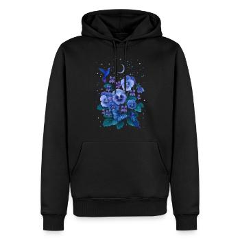 T Violet Fleur de Février - Sweat à capuche Premium bio Homme - noir - Devant - Nico (187cm)
