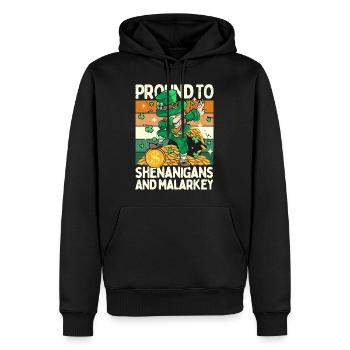 Saint Patrick - Pround to shenanigans and malarkey - Sweat à capuche Premium bio Homme - noir - Devant - Nico (187cm)