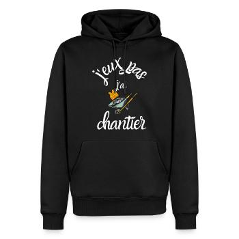J Peux Pas j ai chantier - Sweat à capuche Premium bio Homme - noir - Devant - Nico (187cm)