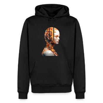 Portrait eines weiblichen Androiden - Männer Premium Bio Hoodie - Schwarz - Vorne - Nico (187cm)