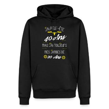 j'ai des jambes de 20 ans - Sweat à capuche Premium bio Homme - noir - Devant - Nico (187cm)