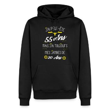 Cadeau 53 ans cycliste - Sweat à capuche Premium bio Homme - noir - Devant - Nico (187cm)