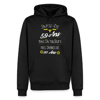 Idée cadeau d'anniversaire 59 Ans - Sweat à capuche Premium bio Homme - noir - Devant - Nico (187cm)