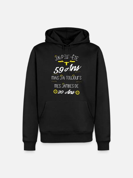 Idée cadeau d'anniversaire 59 Ans - Sweat à capuche Premium bio Homme - noir