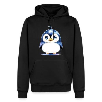 Pingouin collection Kawaii - Sweat à capuche Premium bio Homme - noir - Devant - Nico (187cm)