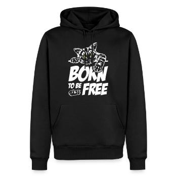 Cat Lover Born To Be Free - Männer Premium Bio Hoodie - Schwarz - Vorne - Nico (187cm)