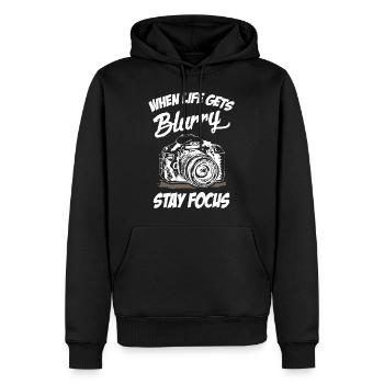 Photographe Restez concentré - Sweat à capuche Premium bio Homme - noir - Devant - Nico (187cm)