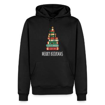 Livres Arbre de Noël, Joyeux Bookmas - Sweat à capuche Premium bio Homme - noir - Devant - Nico (187cm)