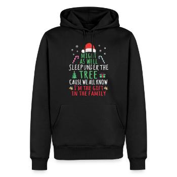 Ich könnte genauso gut unter dem Baum schlafen - Männer Premium Bio Hoodie - Schwarz - Vorne - Nico (187cm)