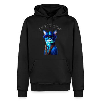 DETECTIVE CAT Blau Katze mit Hut und Brille - Männer Premium Bio Hoodie - Schwarz - Vorne - Nico (187cm)