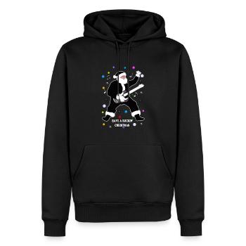Père Noël en Noir Rock et Magie - Sweat à capuche Premium bio Homme - noir - Devant - Nico (187cm)