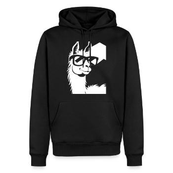 Lustiges Alpaka mit Sonnenbrille Coole Alpakas - Männer Premium Bio Hoodie - Schwarz - Vorne - Nico (187cm)