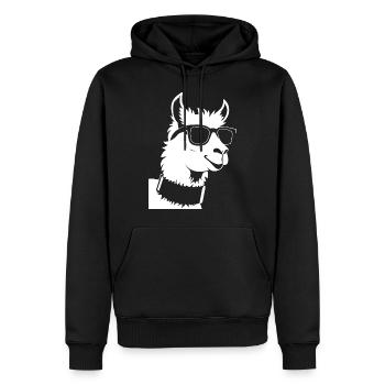 Lustiges Lama mit Sonnenbrille Coole Lamas - Männer Premium Bio Hoodie - Schwarz - Vorne - Nico (187cm)