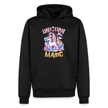 Einhorn Magie Regenbogen Schloss Bunt Fantasie - Männer Premium Bio Hoodie - Schwarz - Vorne - Nico (187cm)