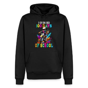 Ich habe 100 Tage Schule geschafft Motocross Bike - Männer Premium Bio Hoodie - Schwarz - Vorne - Nico (187cm)