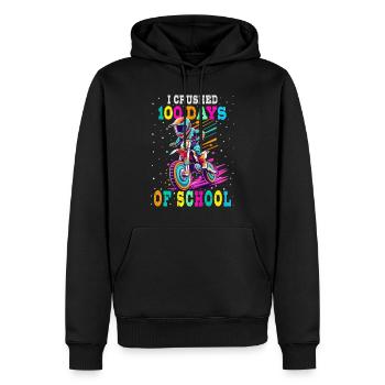 Ich habe 100 Tage Schule geschafft Motocross Bike - Männer Premium Bio Hoodie - Schwarz - Vorne - Nico (187cm)