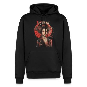 Japanische Geisha Anime Frau - Männer Premium Bio Hoodie - Schwarz - Vorne - Nico (187cm)